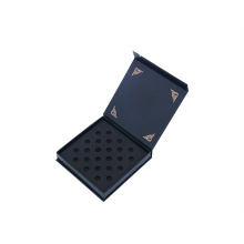 Flip type skin care cosmetics packaging box black blue color printing embossing bronzing product gift box packaging